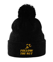 Follow The Nut Embroidered Logo:  Vegan Ethical Bobble Hat