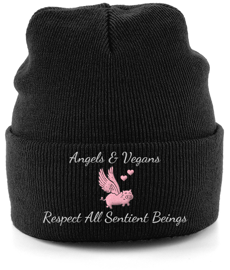 Angels & Vegans: Embroidered Vegan Beanie