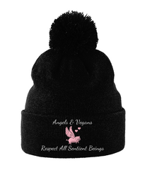 Angels & Vegans: Embroidered Vegan Bobble Hat